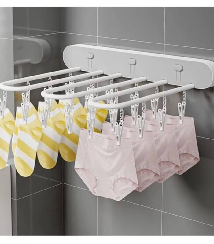Étendoir Mural Pliable Multi-Pinces – Gain de place et Séchage Facile (Séchoir Mural)
