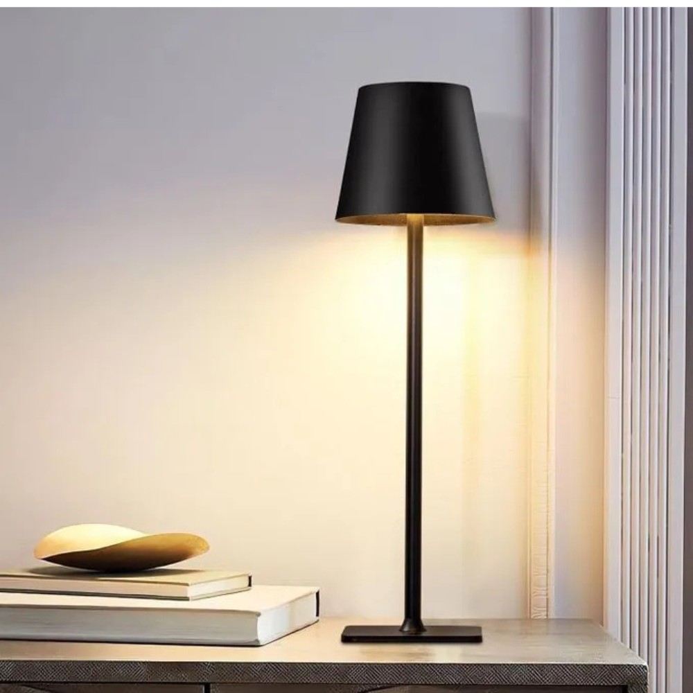 Lampe de Table LED Sans Fil Portable Rechargeable - 3 Couleurs & Intensité Réglable Tactile - Design Métal Moderne pour Restaurant, Chambre, Bar, Camping & Extérieur