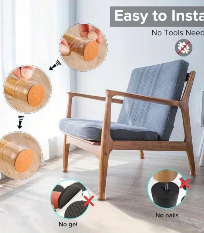 Protection pied de chaise en silicone antidérapant avec feutre intégré – anti-bruit & anti-rayures