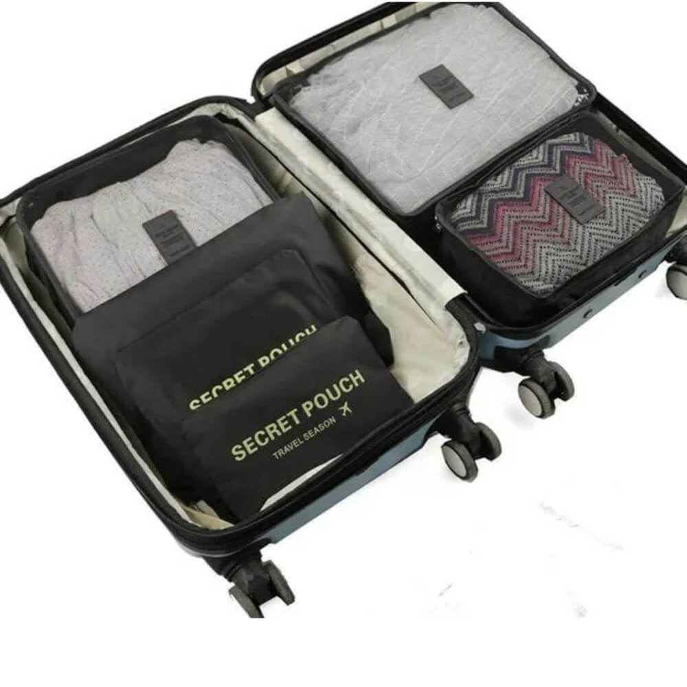 Lot de 6 sacs de rangement de voyage en tissu Oxford durable, organiseur de sous-vêtements, de soutien-gorge, de chaussures et de valises, femmes, hommes, voyage, couleur noir. - Image 4