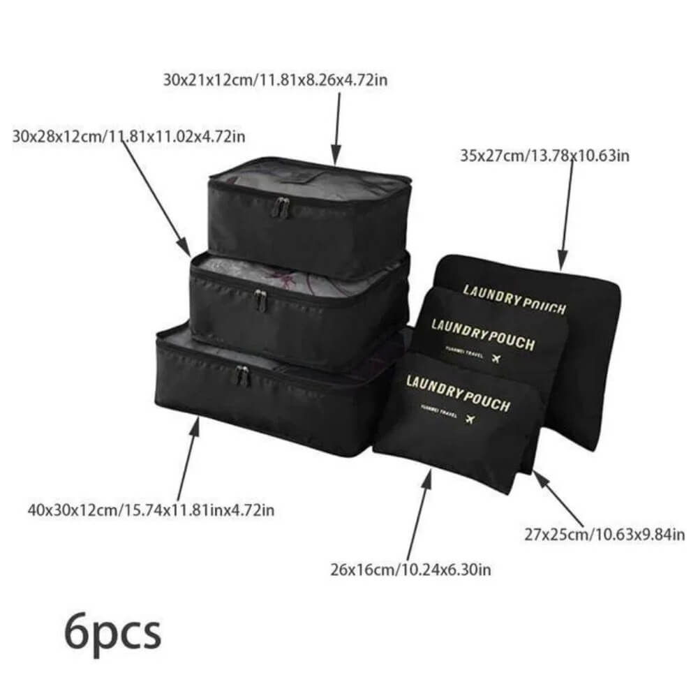 Lot de 6 sacs de rangement de voyage en tissu Oxford durable, organiseur de sous-vêtements, de soutien-gorge, de chaussures et de valises, femmes, hommes, voyage, couleur noir. - Image 5