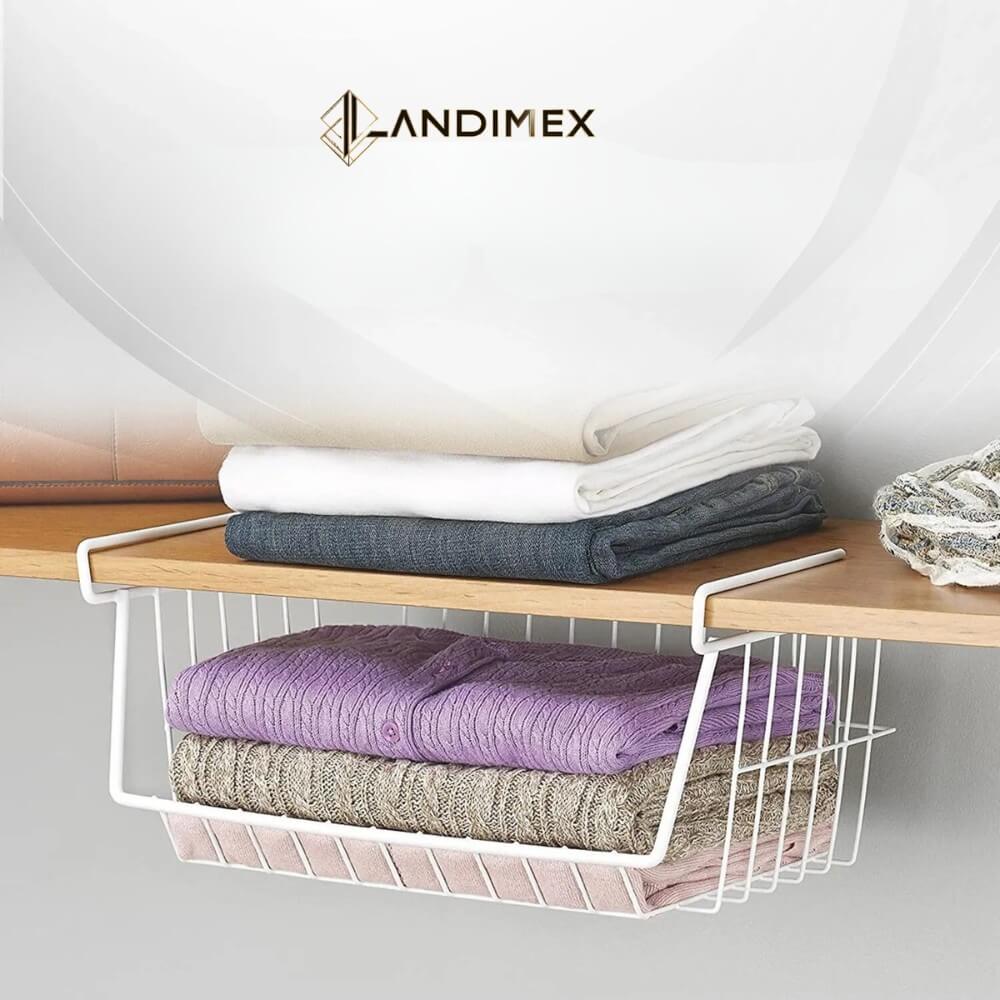 Panier de Rangement Suspendu Sous Étagère – Gagnez de l’espace instantanément sans perçage (Organisateur de Placard)