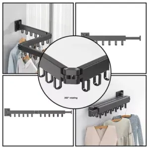 Support mural pliable pour vêtements – Porte-manteau mural extensible et gain de place en aluminium durable