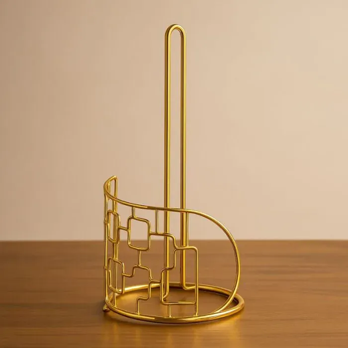 Support papier essuie-tout cuisine – Porte-rouleau métal doré