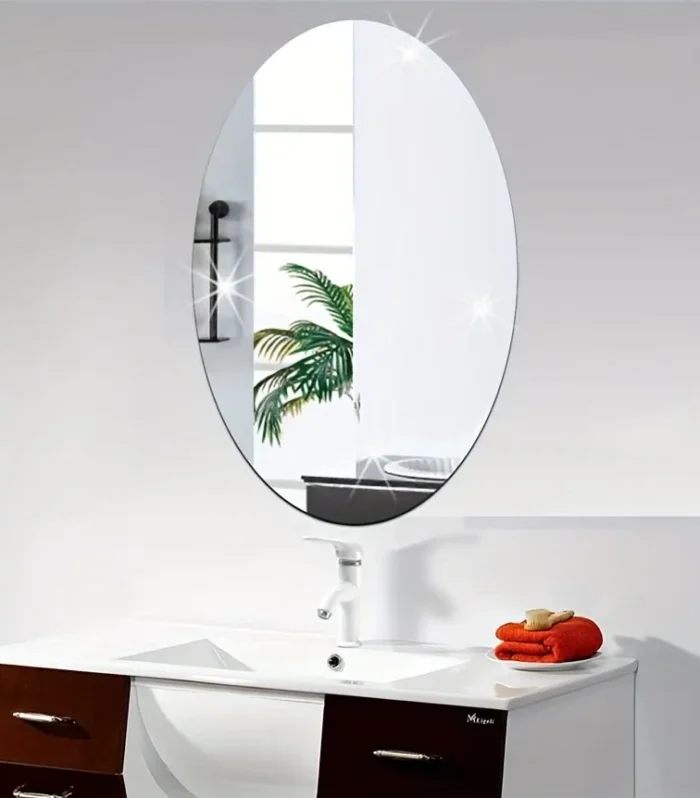 Miroir Adhésif Ovale – Décoration Murale Chic et Sans Perçage (Miroir Autocollant)